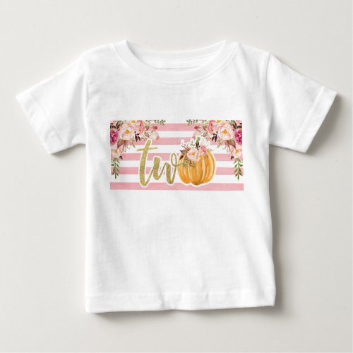 Pumpkin 2nd Birthday Shirt _ Floral with Stripes