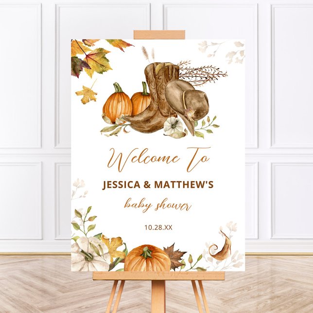 Pumpkin A Little Cowboy Baby Shower Welcome Sign (Creator Uploaded)