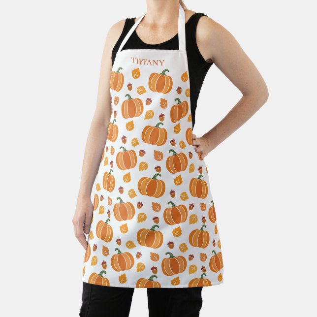  Pumpkin Acorn Leaf Autumn Fall Apron (Insitu)