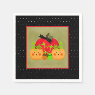 Pumpkin & Acorn October Halloween Bridal Napkins