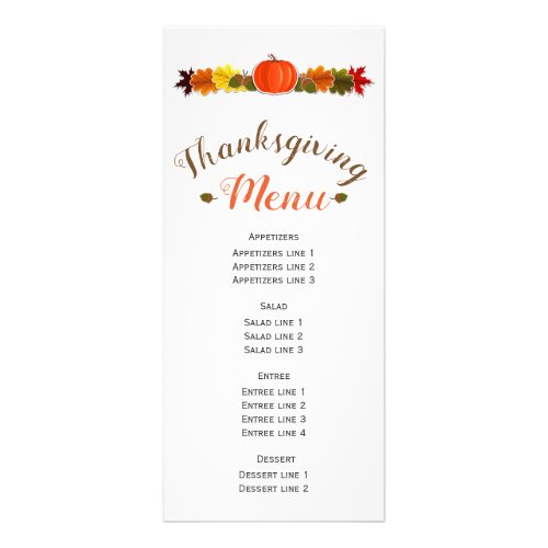 Pumpkin acorns and fall leaves Thanksgiving menu