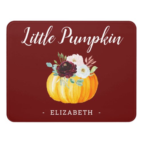 Pumpkin Add Your Text  Name Kids Room Door Sign