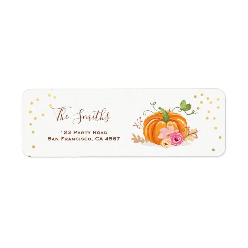 Pumpkin Address Labels Fall Autumn Gold Pink