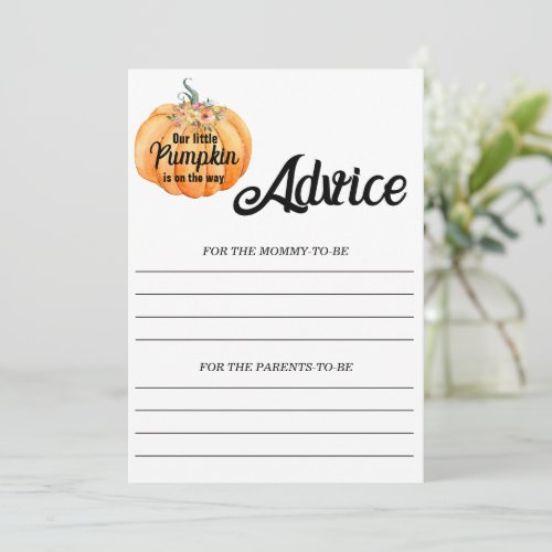 Pumpkin Advice for Mommy Baby Shower Game Invitation