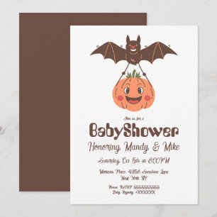 Pumpkin and Bat Baby Shower Halloween Party  Invitation