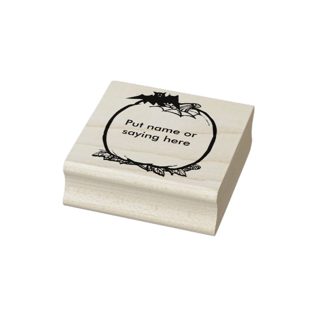 Pumpkin and bat blank 2 illustration art stamp (Stamp)