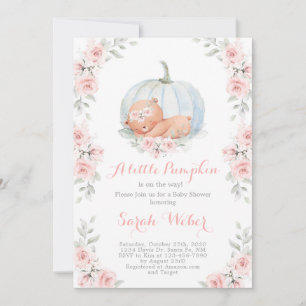 Pumpkin and Bear Baby Shower girl Invitation