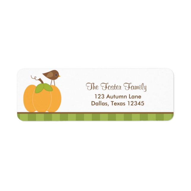 Pumpkin and Bird Return Address Labels (Front)