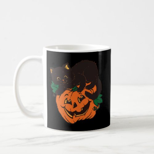 Pumpkin And Black Cat Halloween Coffee Mug