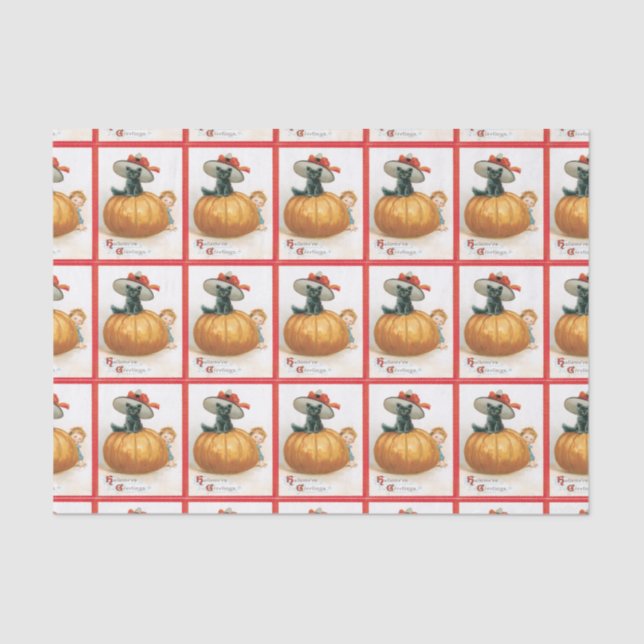 Pumpkin And Black Cat Tissue Paper (Front)