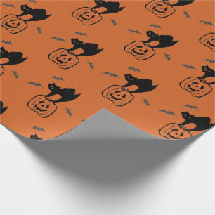 Pumpkin and Black CatHalloween Gift Wrap Paper