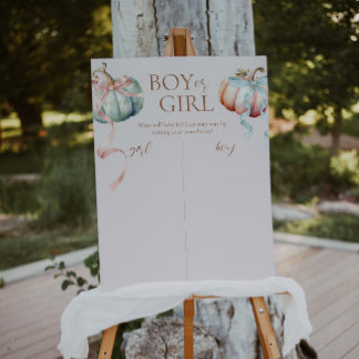 Pumpkin and Bow Gender Reveal Gender Voting Sign