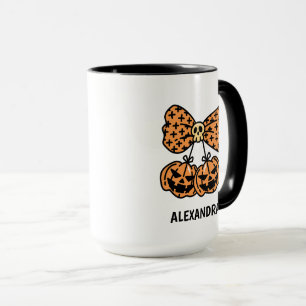 Pumpkin and bow  Halloween Personalized Name  Mug