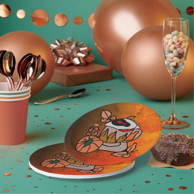 Pumpkin and Brewed-Eye Vibes to Perfection  Paper Plates (Multi)