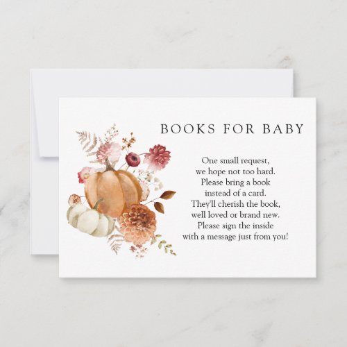 Pumpkin and Burgundy Books for Baby Enclosure Card