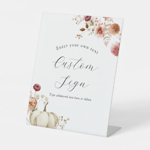 Pumpkin and Burgundy Floral Custom Text Sign