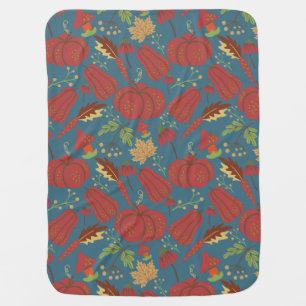 Pumpkin and carrot  seamless pattern red and blue baby blanket
