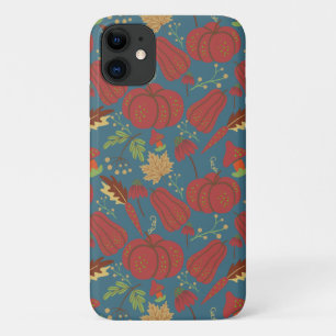 Pumpkin and carrot seamless pattern red and blue iPhone 11 case