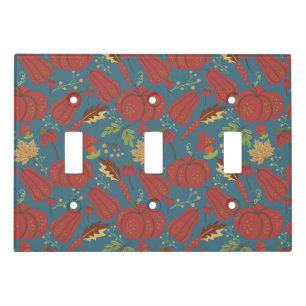 Pumpkin and carrot seamless pattern red and blue light switch cover
