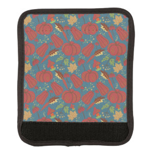 Pumpkin and carrot seamless pattern red and blue luggage handle wrap