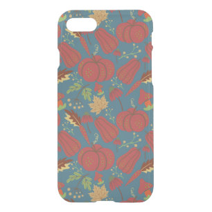 Pumpkin and carrot seamless pattern red and blue iPhone SE/8/7 case