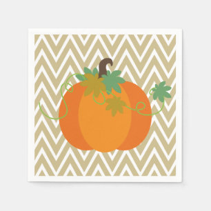 Pumpkin and Chevron Zigzag Pattern Paper Napkins