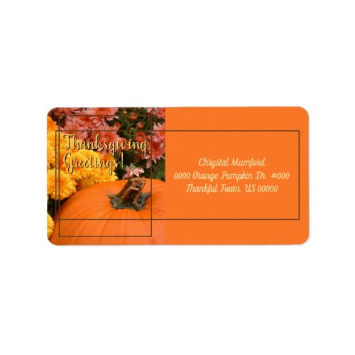 Pumpkin And Chrysanthemums  Thanksgiving Label