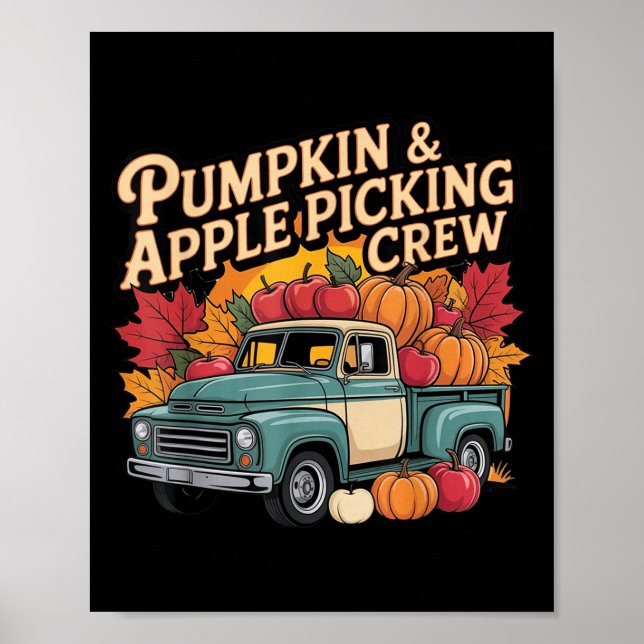 Pumpkin And Cking Crew Fall Harvest Thanksgiving  Poster (Front)