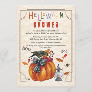 Pumpkin and Crow Halloween Shower Invitation