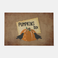 Pumpkin And Crows Door Mat