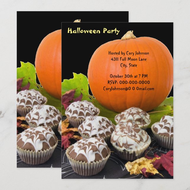 Pumpkin and Cupcakes Halloween Party Invitation (Front/Back)