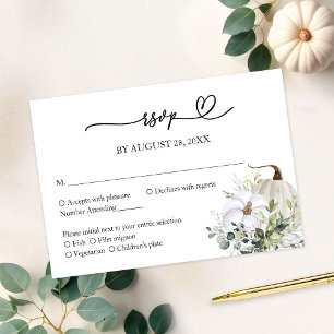 Pumpkin and Eucalyptus Fall in Love Wedding RSVP Enclosure Card