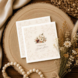 Pumpkin and Fall Floral Bridal Shower Napkins