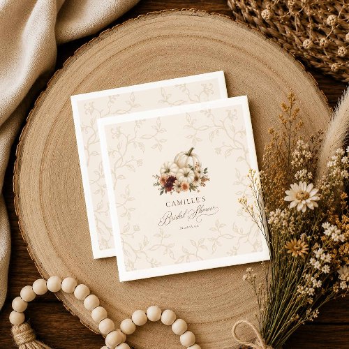 Pumpkin and Fall Floral Bridal Shower Napkins