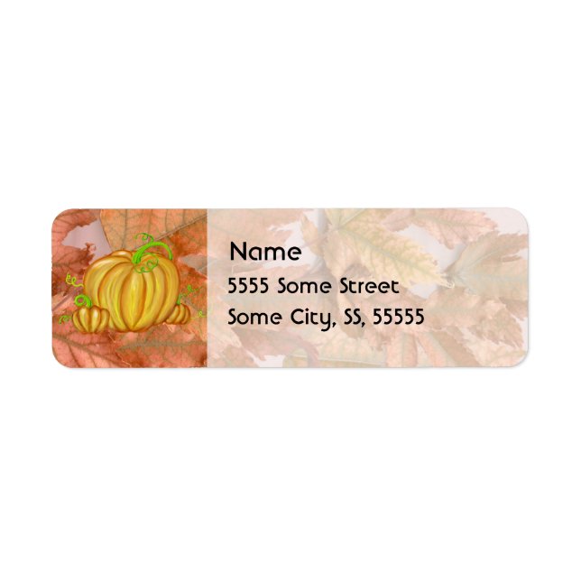 Pumpkin and Fall Leaves Label (Front)