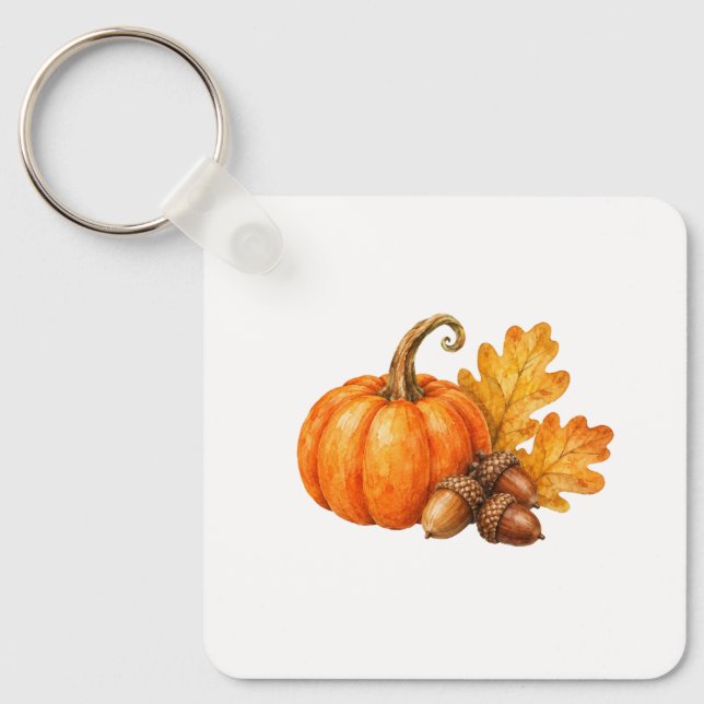 Pumpkin and Fallen Acorns Keychain (Front)