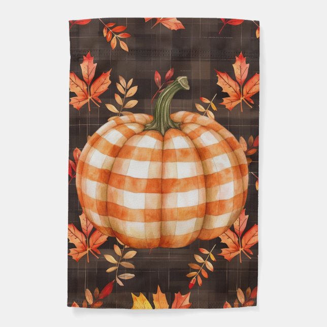 Pumpkin and Falling Leaves Yard Flag (Front)