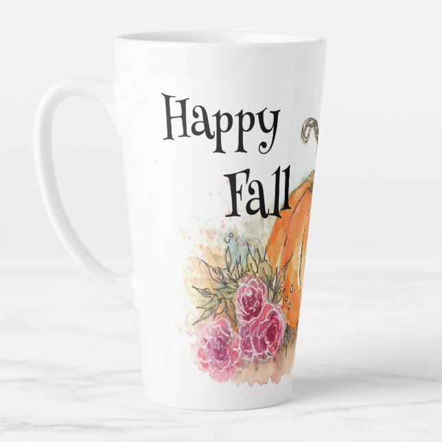 Pumpkin and Flower Latte Mug (Left)