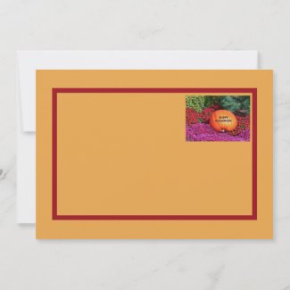  PUMPKIN AND FLOWERS/ HAPPY HALLOWEEN flat card