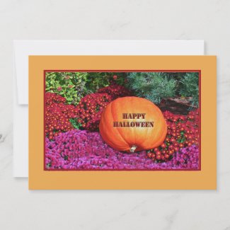  PUMPKIN AND FLOWERS/ HAPPY HALLOWEEN flat card