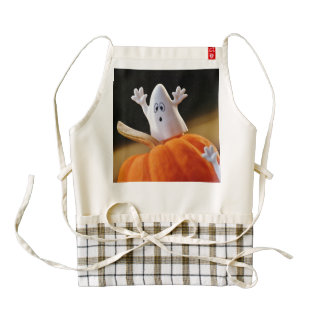 Pumpkin and ghost - funny ghost - orange pumpkin zazzle HEART apron