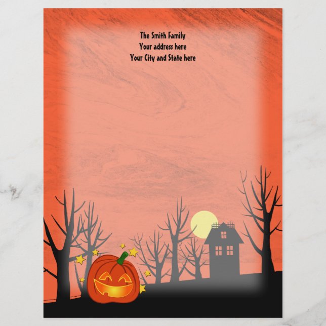 Pumpkin and Haunted House Letterhead (Front)