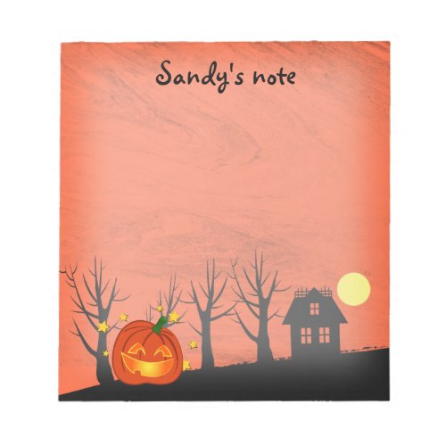 Pumpkin and Haunted House Notepad