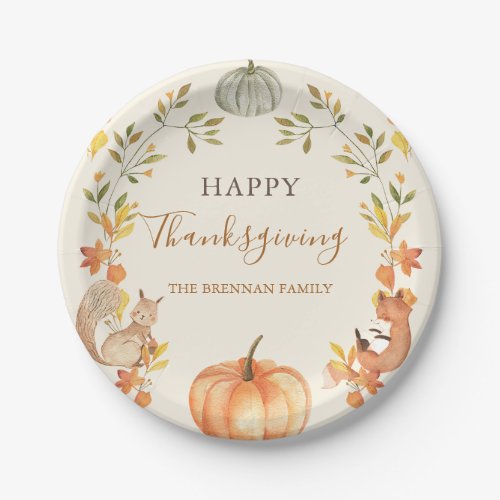 Pumpkin and Leaves Thanksgiving Dinner Paper Plates