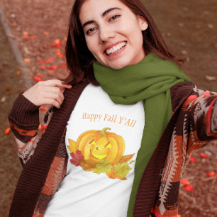 Pumpkin and Leaves Watercolor Personalized T-Shirt