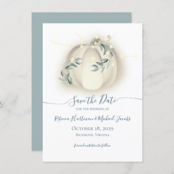 Pumpkin And Lights Botanical Vines Save The Date Invitation by happygotimes at Zazzle