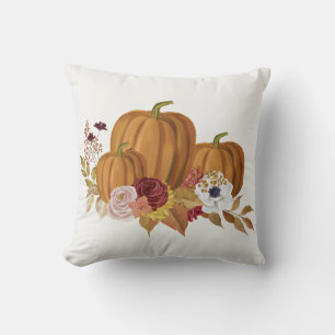 Pumpkin and Magnolia Fall Colors Throw Pillow