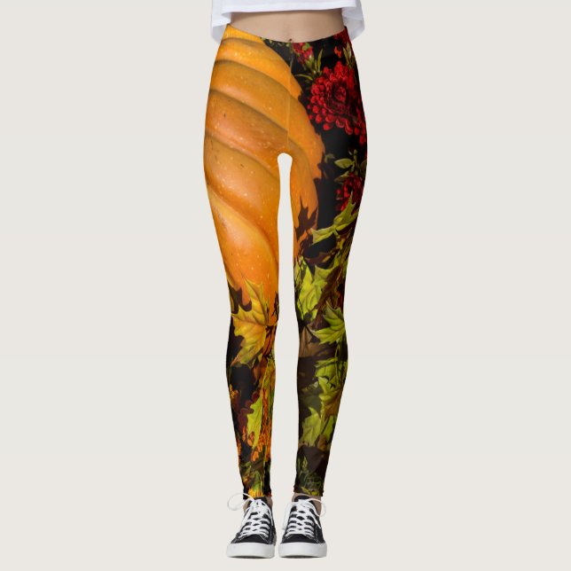 Pumpkin And Mum Arrangement Leggings (Front)