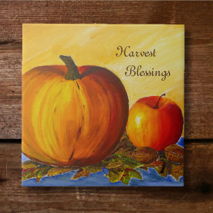 Pumpkin and Nuts Ceramic Tile