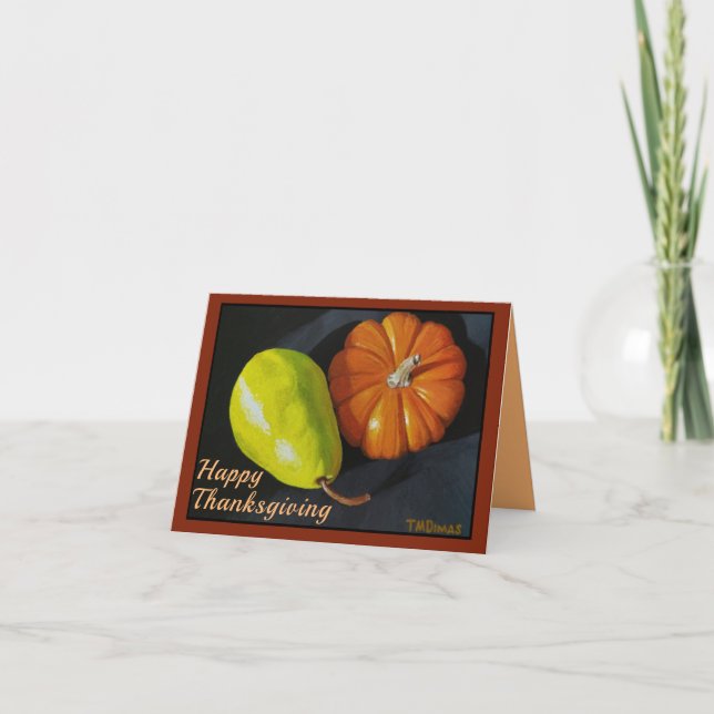 Pumpkin and Pear Folded Greeting Card (Front)